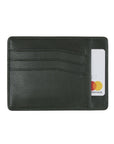 Flat leather credit card holder, green, front