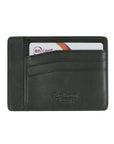 Flat leather credit card holder, green, back view