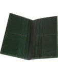 Bottle Green Textured Slim Leather Tall Top Pocket Wallet With 12 CC