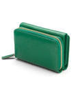 RFID blocking leather tri-fold purse, emerald green, coin purse