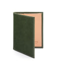 Two tone compact leather billfold wallet with 4 cc, green, front