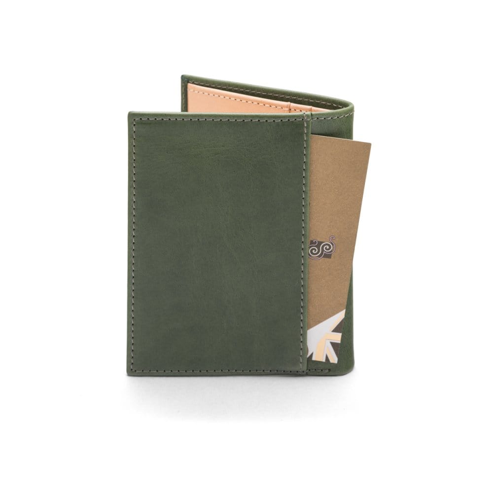 Green Two Tone Compact Leather Billfold Wallet 4 CC