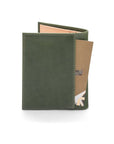 Two tone compact leather billfold wallet with 4 cc, green, back