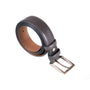 Leather belt with silver buckle, grey