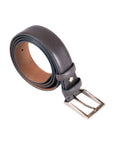 Leather belt with silver buckle, grey