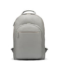 Men's leather 15" laptop backpack, grey, front