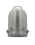 Men's leather 15" laptop backpack, grey, back