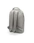 Men's leather 15" laptop backpack, grey, back view