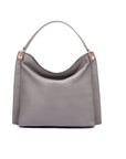 Carol Ann slouchy leather shoulder bag, grey, front