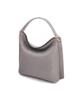 Carol Ann slouchy leather shoulder bag, grey, side