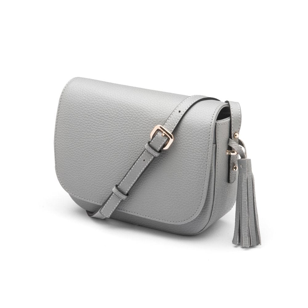 Leather saddle bag, grey, side