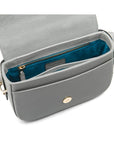 Leather saddle bag, grey, inside