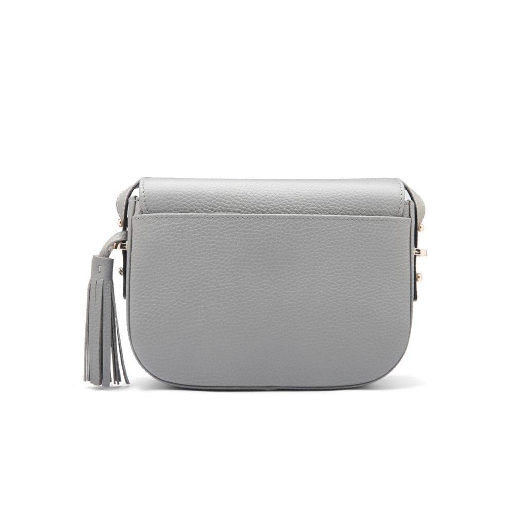 Leather saddle bag, grey, back