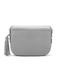 Leather saddle bag, grey, back