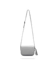 Leather saddle bag, grey, with long shoulder strap