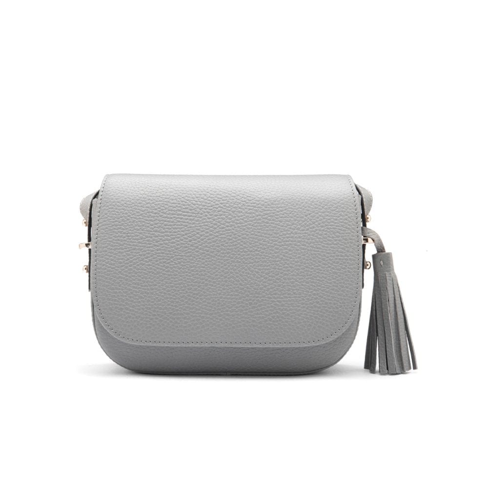 Leather saddle bag, grey, front