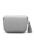 Leather saddle bag, grey, front