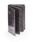 Leather bifold card wallet, grey croc, front