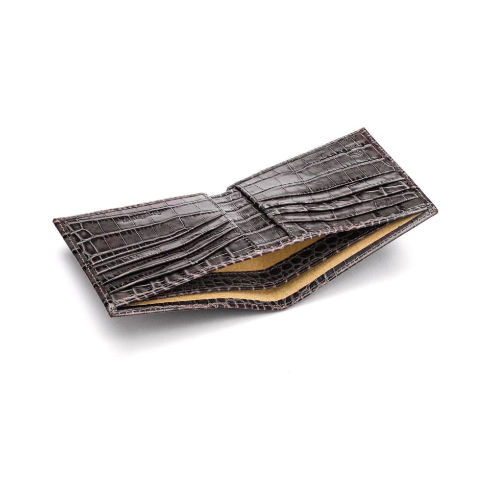 RFID leather wallet for men, grey croc, inside view