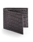 RFID leather wallet for men, grey croc, front view