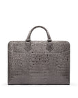 Leather Trinity 13" laptop briefcase, grey croc, front view