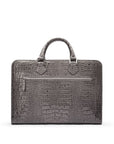 Leather Trinity 13" laptop briefcase, grey croc, back view