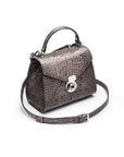 Small leather envelope bag, grey croc, side