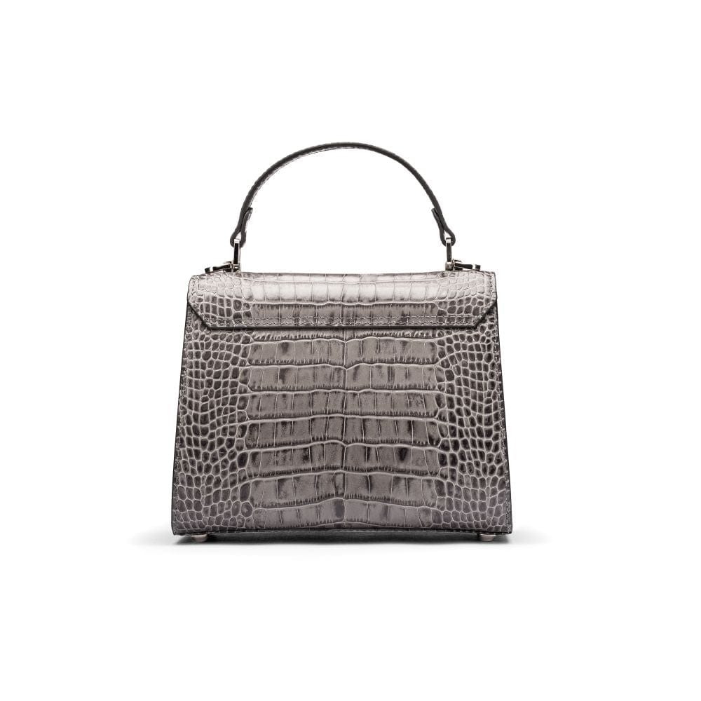 Small leather envelope bag, grey croc, back