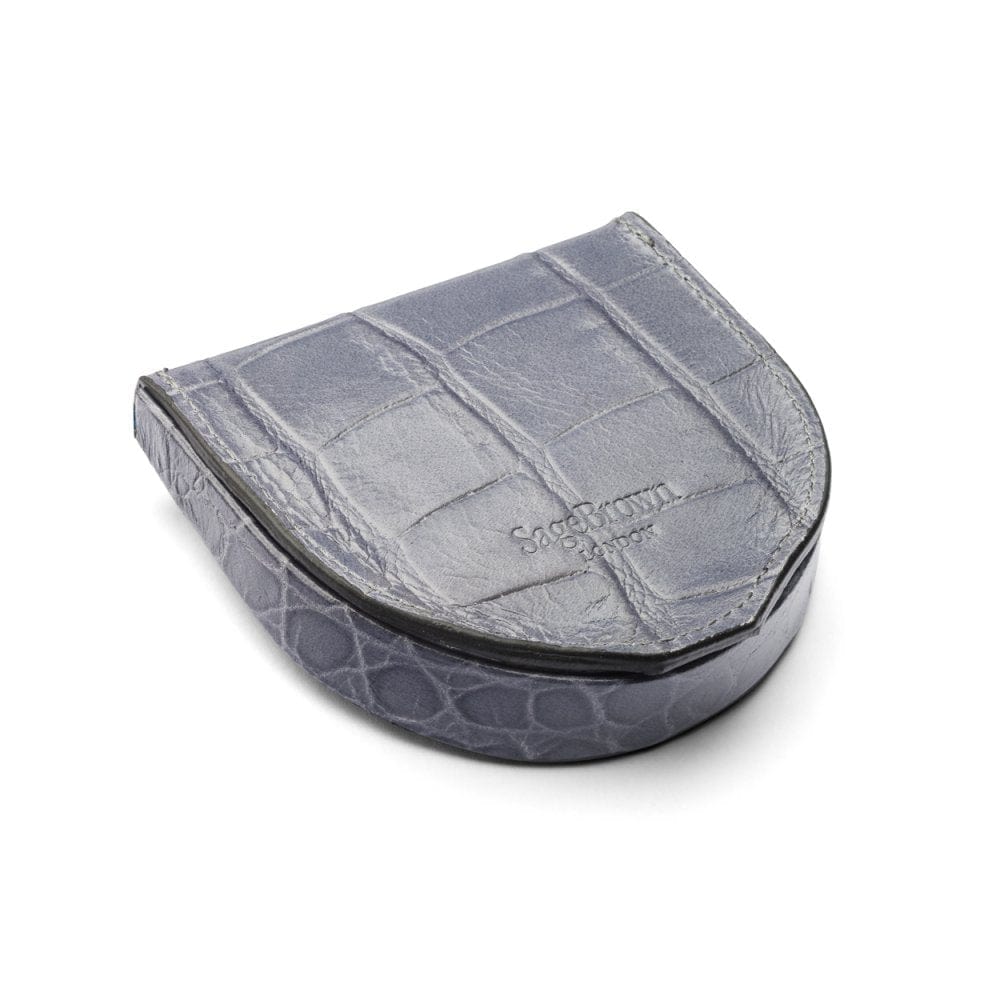 Leather horseshoe coin purse, grey croc, base