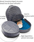 Leather horseshoe coin purse, grey croc, features