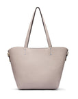 Leather tote bag, grey, front view