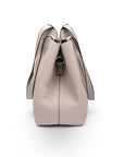 Leather tote bag, grey, side view 2