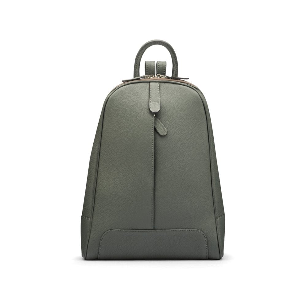 Ladies leather backpack, grey, front view
