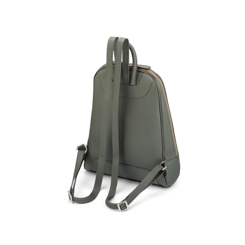 Ladies leather backpack, grey, rear view