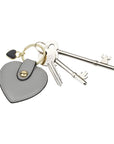 Leather heart shaped key ring, grey