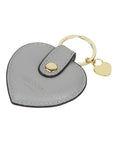 Leather heart shaped key ring, grey, back