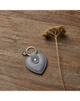 Leather heart shaped key ring, grey, lifestyle