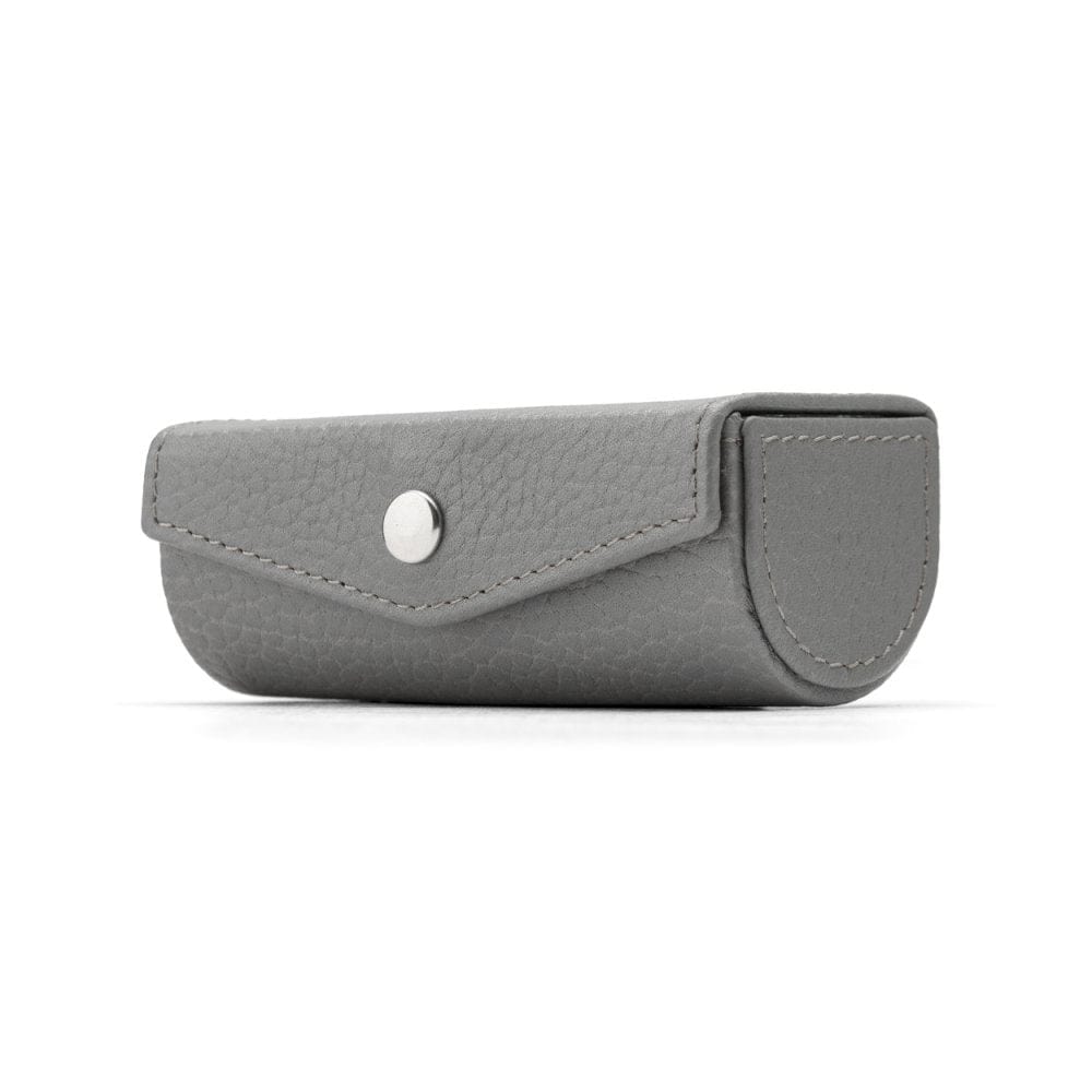 Leather lipstick case. grey, front