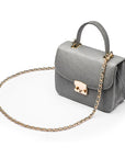 Ostrich leather Betty bag with top handle, grey ostrich, side