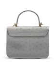 Ostrich leather Betty bag with top handle, grey ostrich, back