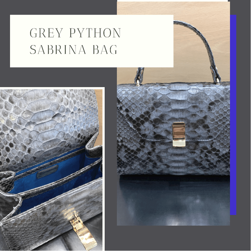 Grey Python Snake Skin Sabrina Bag