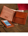 Leather wallet with coin purse, havana tan, lifestyle