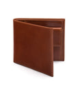 Leather wallet with coin purse, havana tan, front