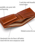 Leather wallet with coin purse, havana tan, inside