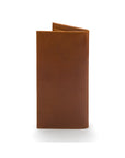 Tall leather wallet with 8 card slots, havana tan, back