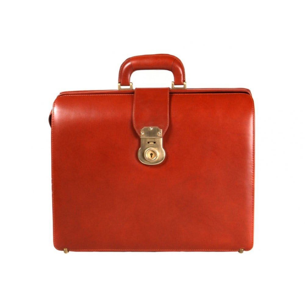 Gladstone doctor's briefcase, havana tan, front view