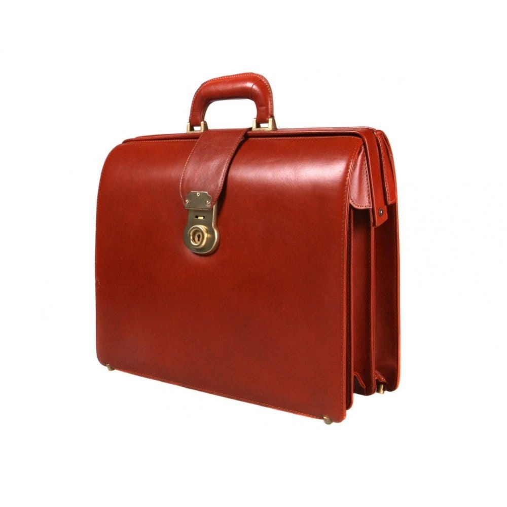 Gladstone doctor's briefcase, havana tan, side view