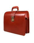 Gladstone doctor's briefcase, havana tan, side view