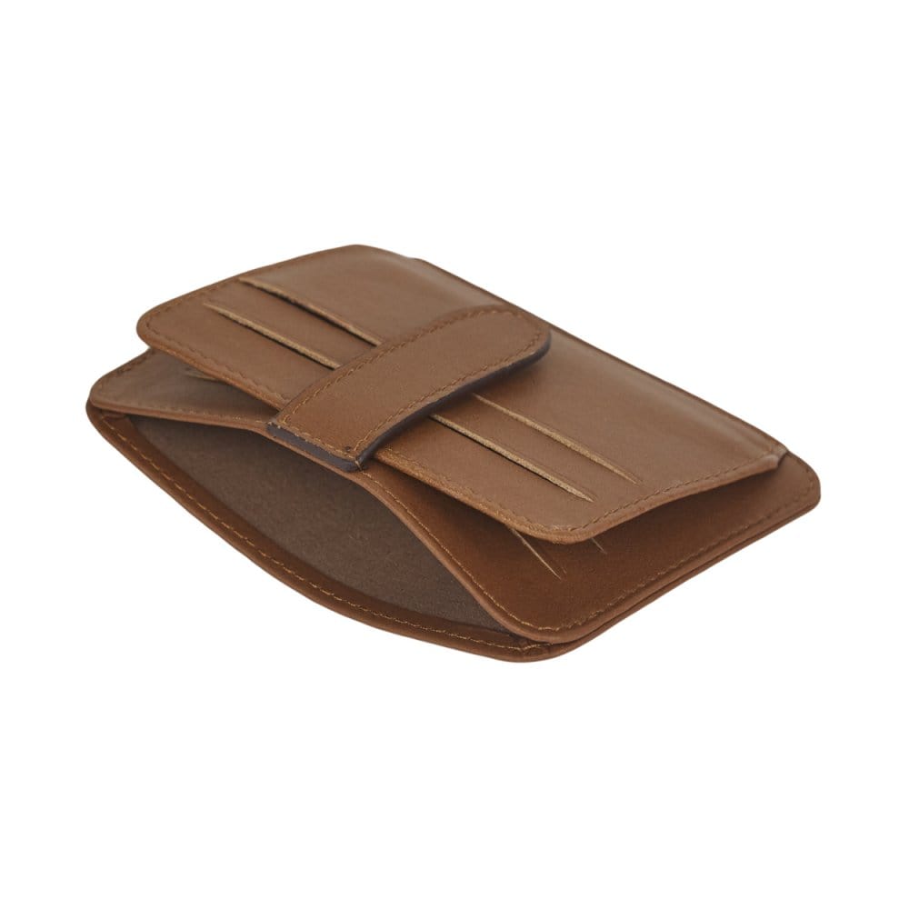 Havana Tan Flat Credit Card Holder With 2 ID Windows, 4CC