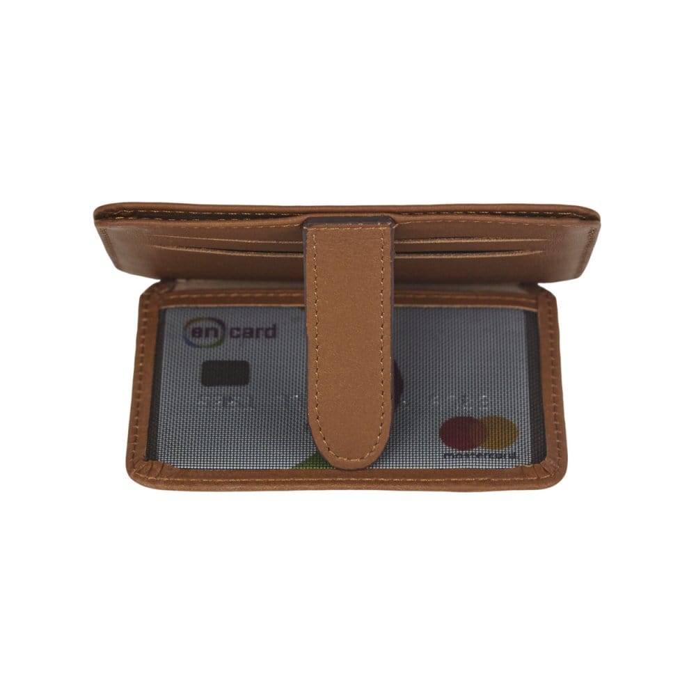 Havana Tan Flat Credit Card Holder With 2 ID Windows, 4CC